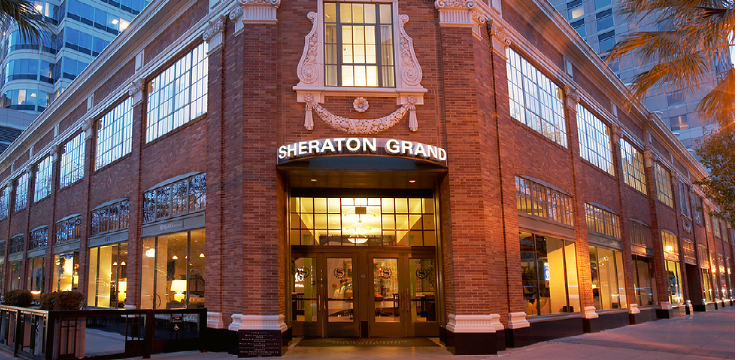 Exterior brick building, Sheraton Grand Sacramento Hotel 