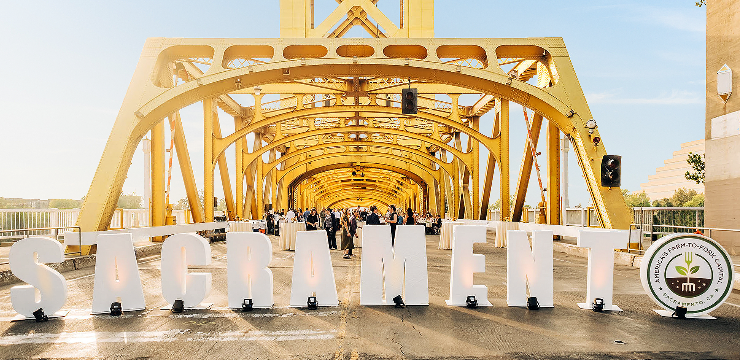 Structure Spelling Out Sacramento on Tower Bridge 