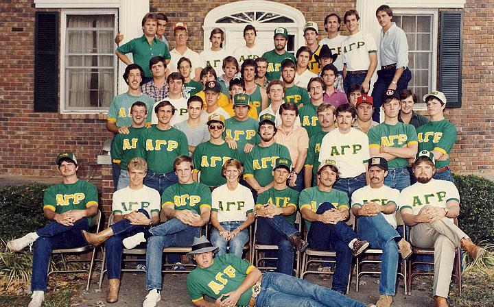 Alpha Gamma Rho Fraternity Members outside University of Georgia House