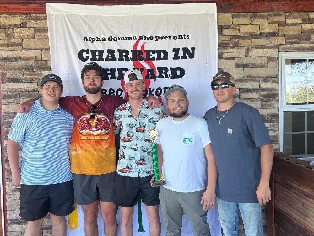 Sigma Chi Fraternity brothers won the barbecue contest for the fraternity division at AGR's Alpha Omega Chapter's event.