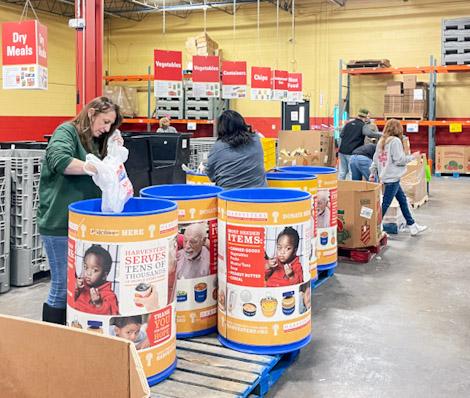 Home Office Staff sorted donations into 16 categories for packaging 