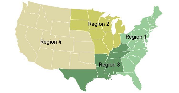 Collegiate Advisory Council Regions Map