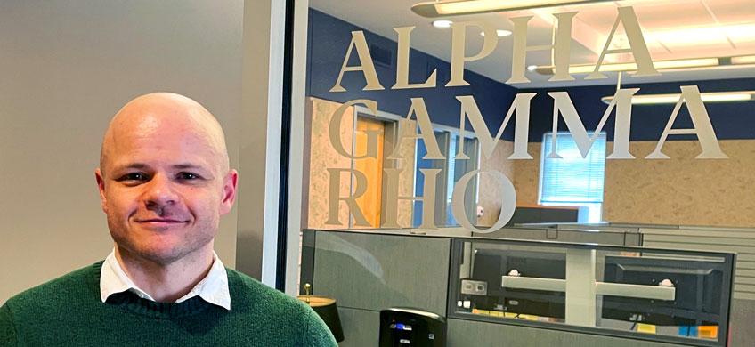 Sean Cunniff, Alpha Gamma Rho Director of Communications, at Home Office